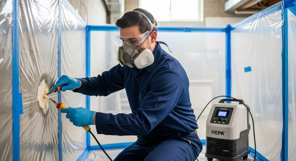 Mold Removal professional at work in Brantford